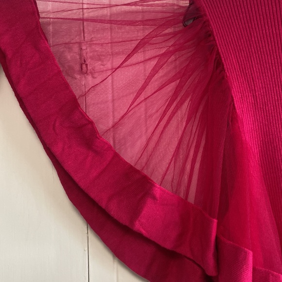 Chiffon-Sleeve Mock-Neck Sweater - 7th Ave - Picture 4 of 7